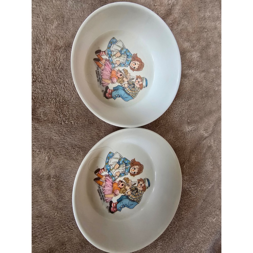 Vintage 1969 Oneida Deluxe Raggedy Ann and Andy Melamine Bowls Set of 2 3258